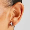 Iced Double Star Stud Earrings - 14mm