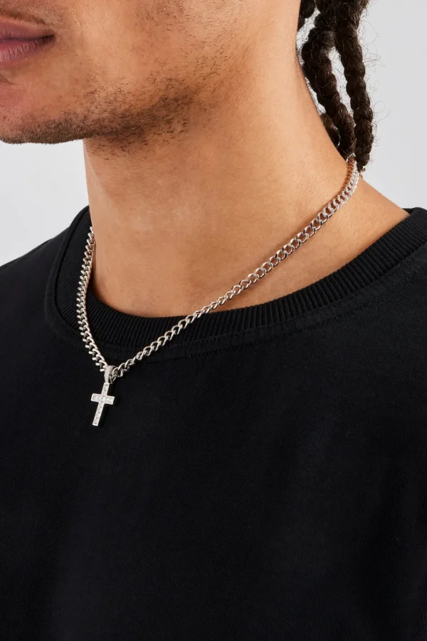 Iced Drop Cross Cuban Chain - 5mm