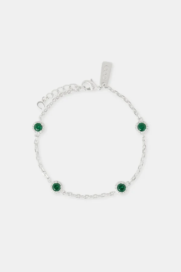 Iced Green Cluster Rolo Bracelet - 8mm