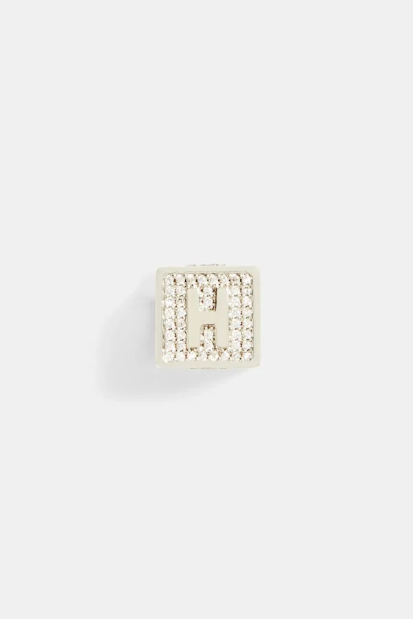 Iced H Letter Block Pendant