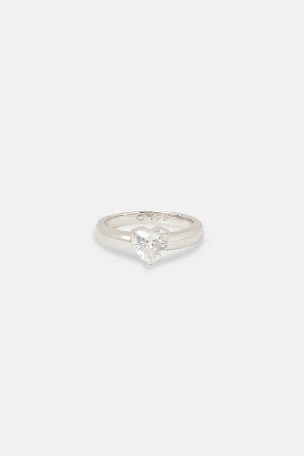 Iced Heart CZ Band Ring - 8mm