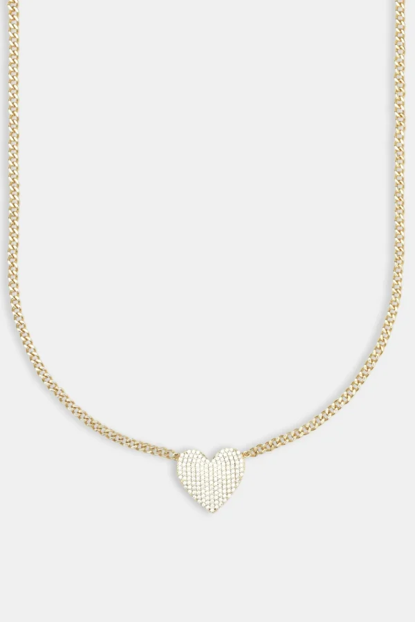 Iced Heart Necklace - Gold