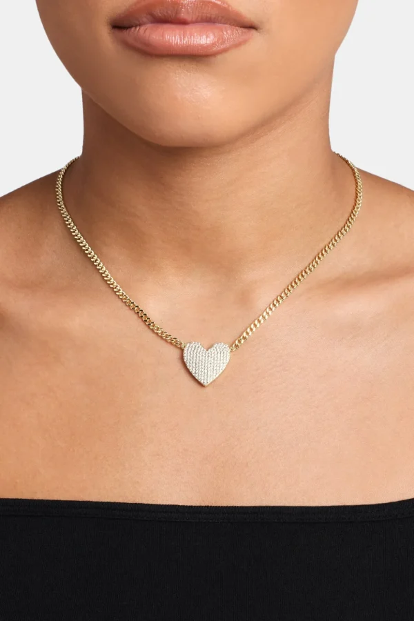 Iced Heart Necklace - Gold