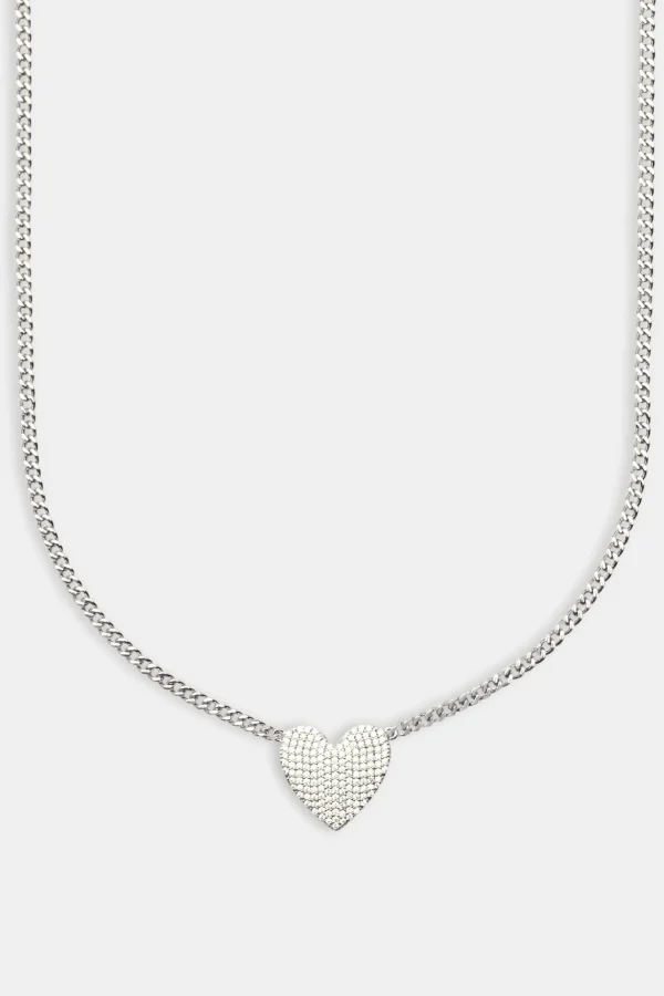 Iced Heart Necklace - White