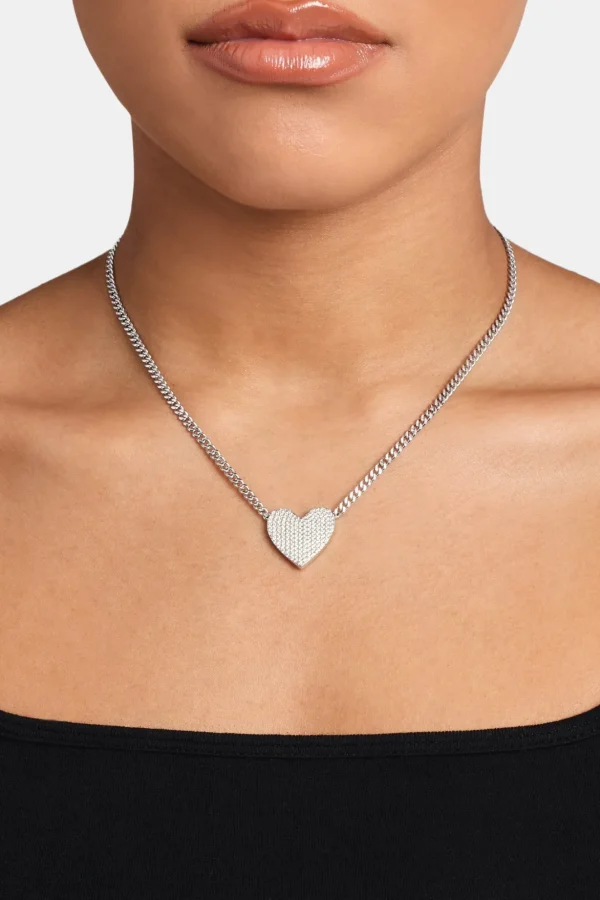 Iced Heart Necklace - White