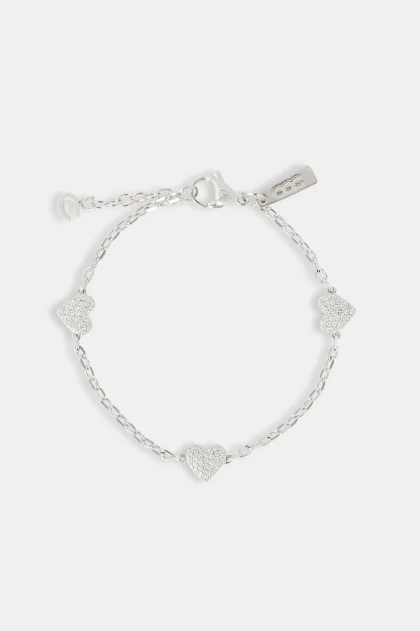 Iced Heart Thin Link Bracelet - 2.5mm