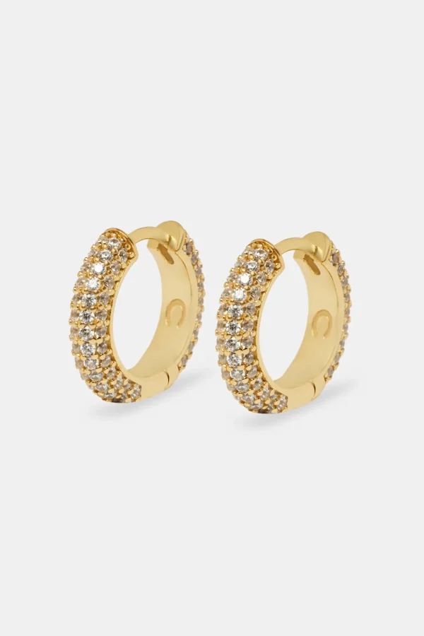 Iced Hoop Earrings - Gold