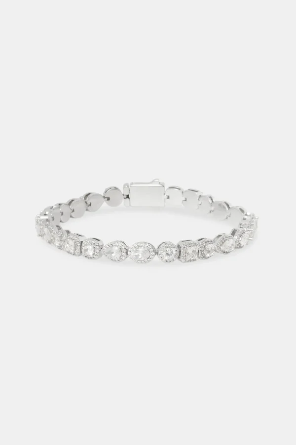 Iced Mixed Shape Cluster Bracelet - 8mm