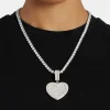 Iced 50mm CZ Baguette Heart Pendant