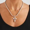 Iced Motif Cross Tennis Necklace - 35mm