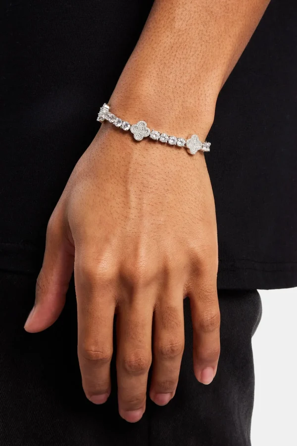 Iced Motif Tennis Bracelet - White 5mm