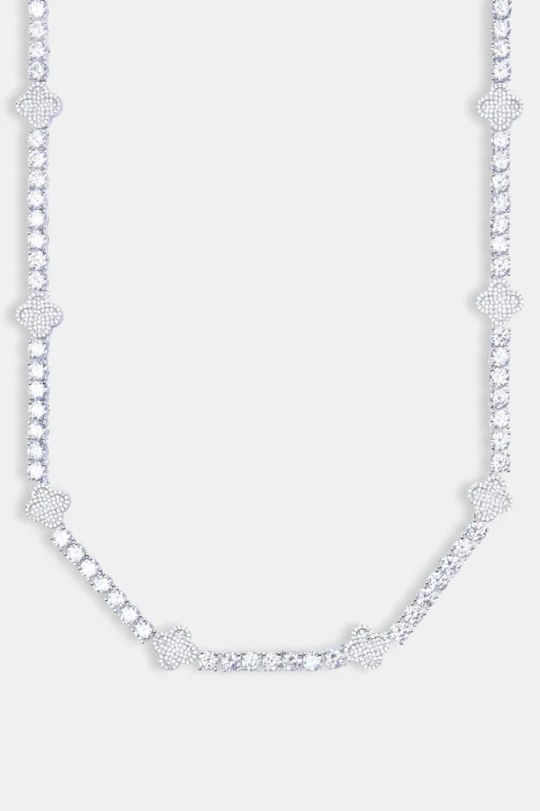 Iced Motif Tennis Chain - White 5mm