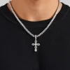 Iced Multi Colour Stone Cross Pendant & 5mm Tennis Chain