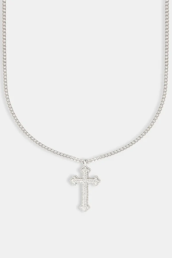 Iced Pave Cross Necklace - 30mm