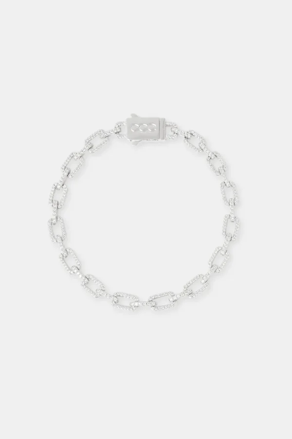 Iced Pave Rectangular Link Bracelet - 6mm