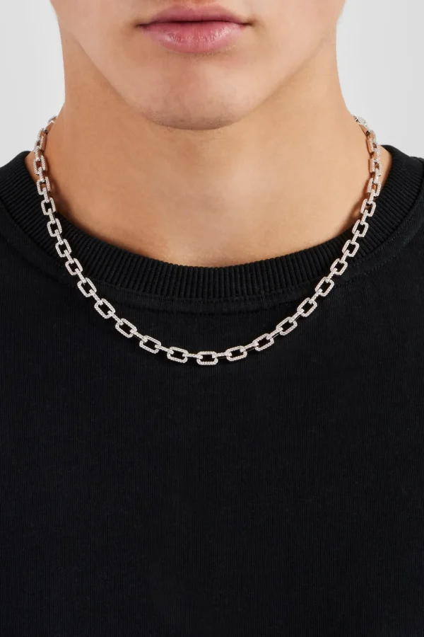 Iced Pave Rectangular Link Chain - 6mm