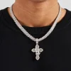 Iced Prayer Hand Cross Pendant