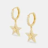 Iced Star Huggie Earrings - 12mm - Gold