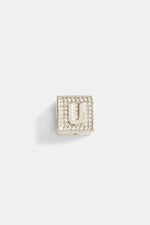 Iced U Letter Block Pendant