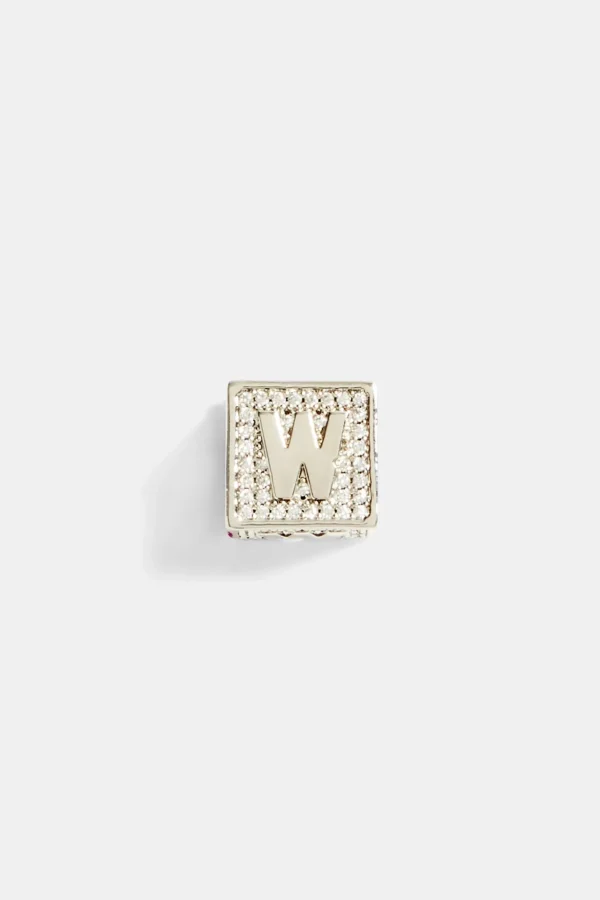 Iced W Letter Block Pendant