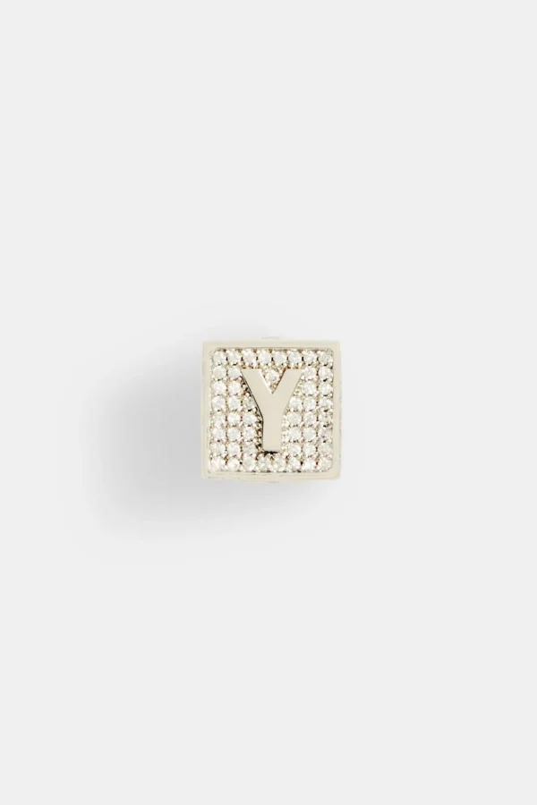 Iced Y Letter Block Pendant