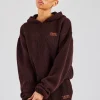 Knit Boxy Embroidered Hoodie - Chocolate