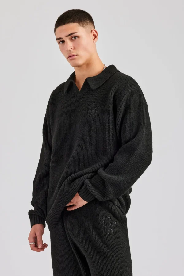 Knit Collared Sweat - Black