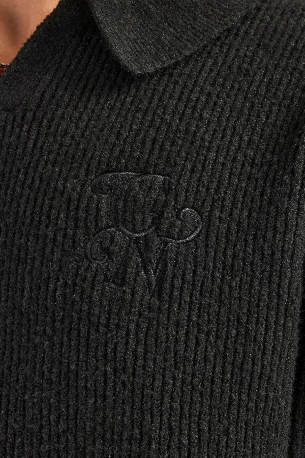 Knit Collared Sweat - Black