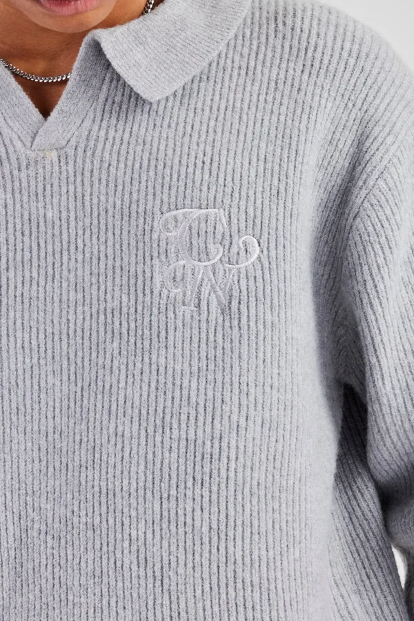 Knit Collared Sweat - Grey