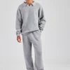 Knit Collared Sweat & Jogger Set - Grey