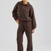 Knit Funnel Neck Tracksuit - Chocolate