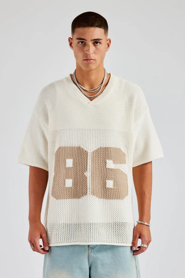 Knit Varsity T-Shirt - Off White