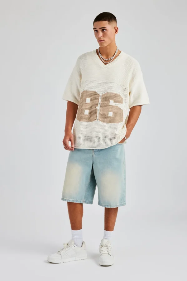 Knit Varsity T-Shirt - Off White