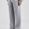 Knit Wide Leg Embroidered Jogger - Grey