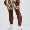 Knitted Contrast Stripe Short - Chocolate