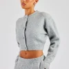 Knitted Cropped Cardigan - Grey