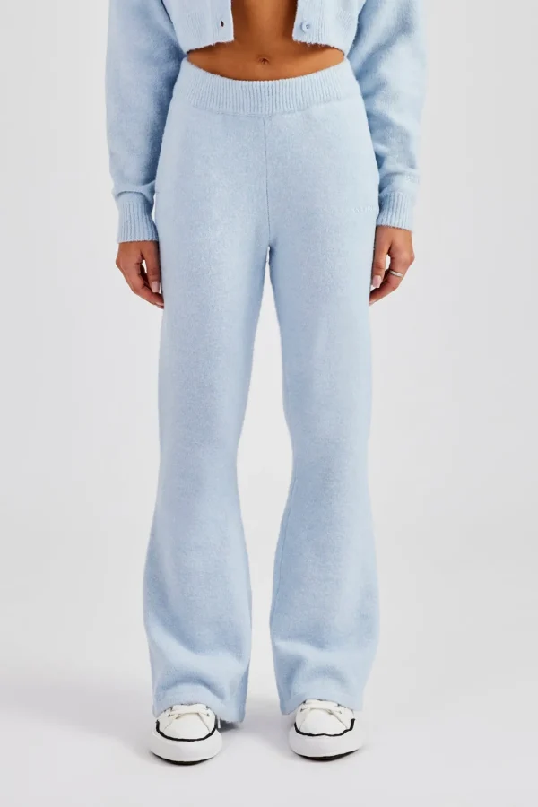 Knitted Flare Trouser - Baby Blue