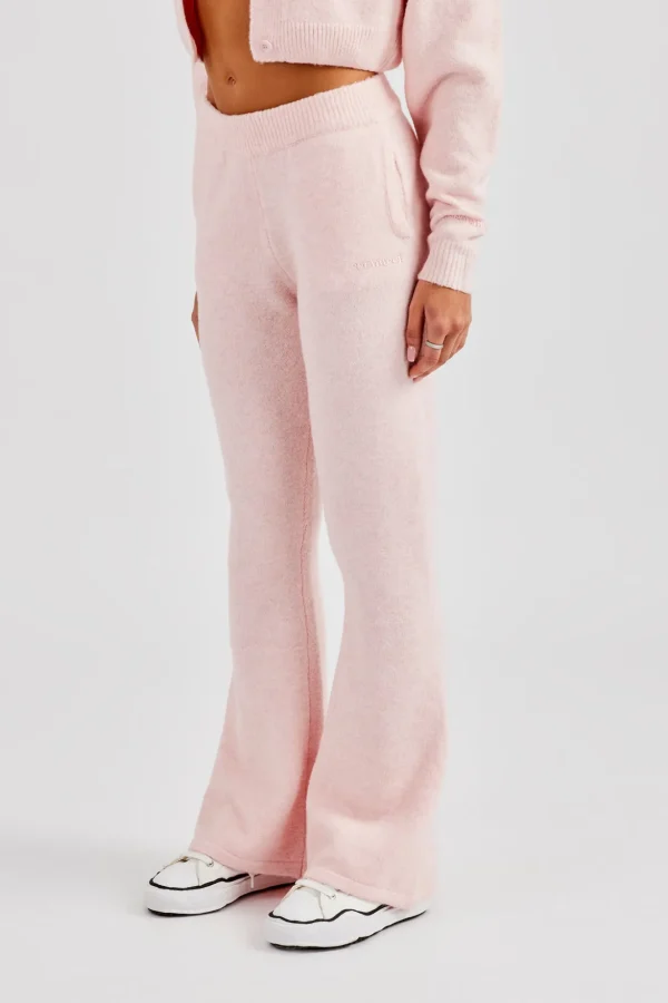 Knitted Flare Trouser - Baby Pink