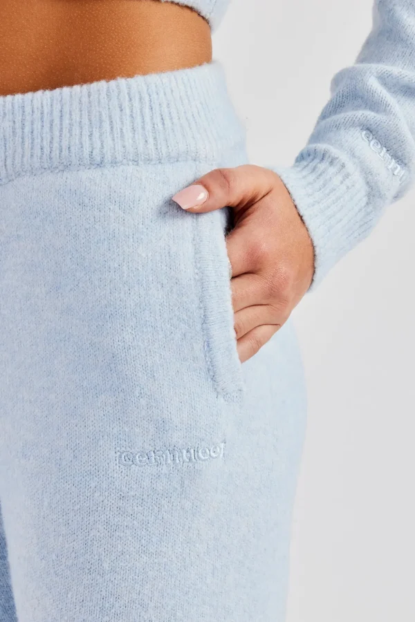 Knitted Flare Trouser - Baby Blue