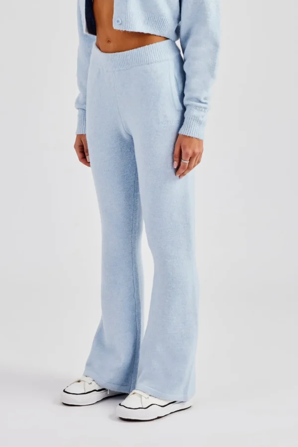 Knitted Flare Trouser - Baby Blue