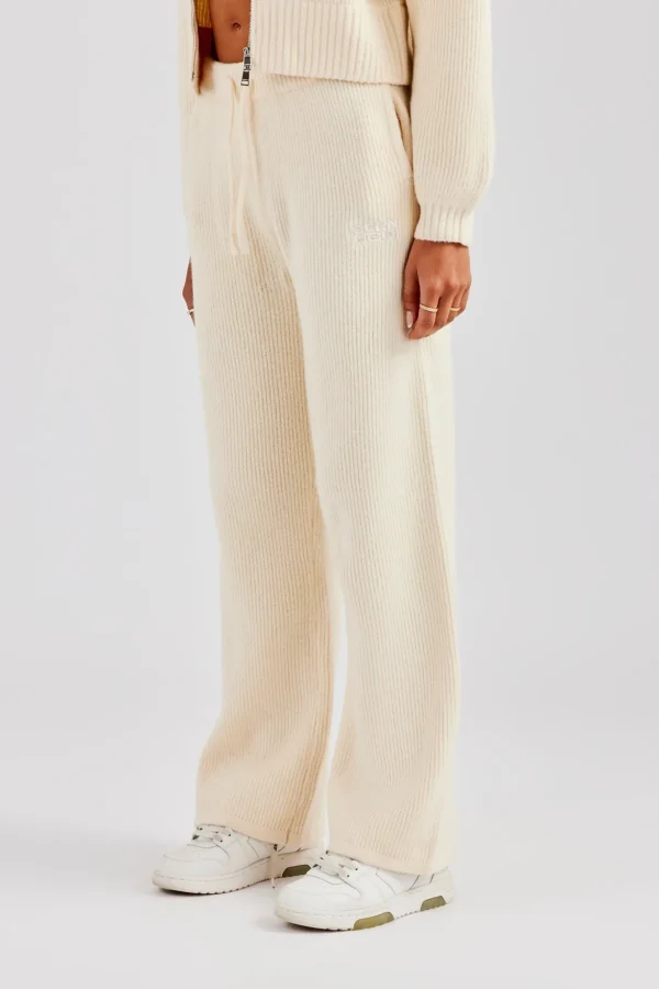 Knitted Straight Leg Trouser - Oatmeal