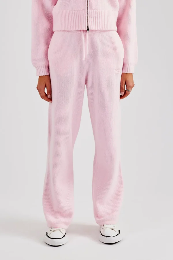 Knitted Straight Leg Trouser - Baby Pink