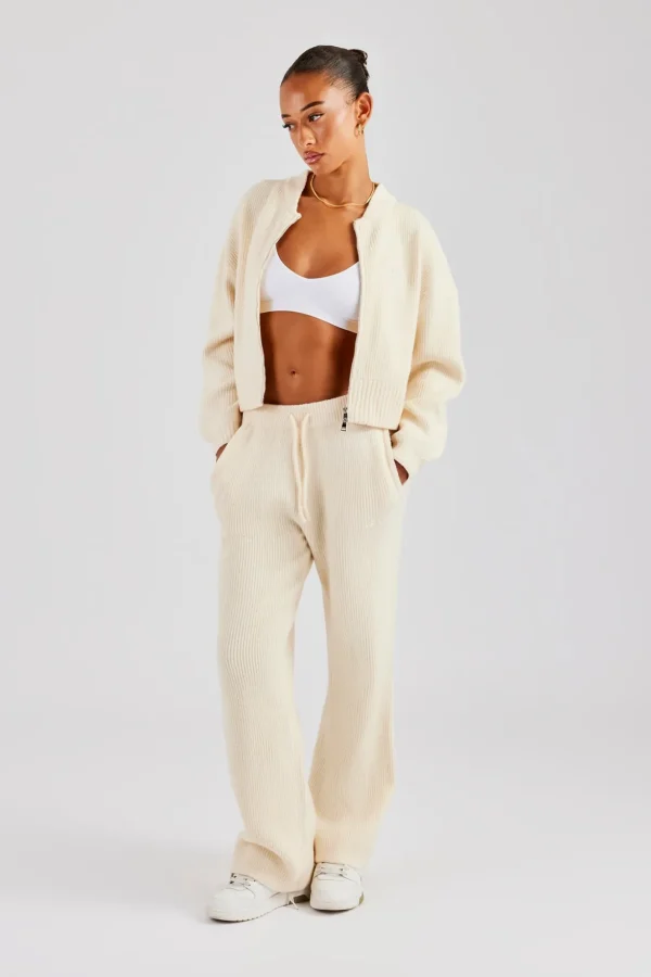 Knitted Straight Leg Trouser - Oatmeal