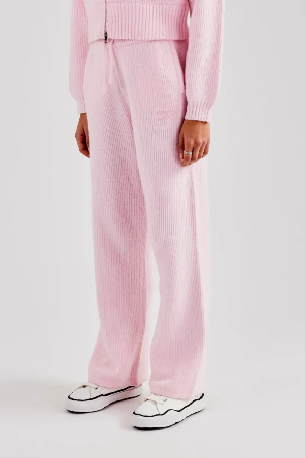 Knitted Straight Leg Trouser - Baby Pink