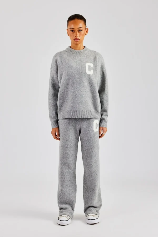 Knitted Sweatshirt Tracksuit - Grey