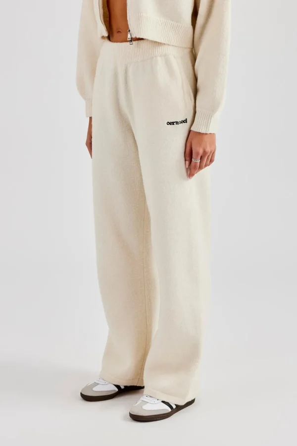 Knitted Wide Leg Jogger - Ecru