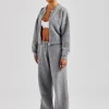 Knitted Zip Bomber & Straight Leg Trouser - Grey