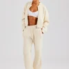 Knitted Zip Front Bomber and Jogger - Oatmeal