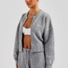 Knitted Zip Front Bomber - Grey