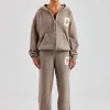 Knitted Zip Through Tracksuit - Taupe